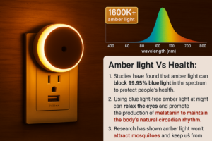 Health benefits of amber light, blocks blue light for better sleep