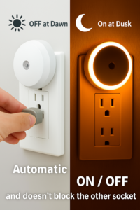 Amber night light with dusk to dawn sensor, plug-in style