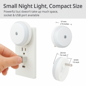 Compact amber night light with USB and minimal size